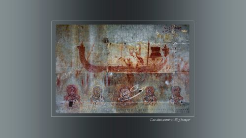 84-Fresque-ocre-de-bateau-royal-et-apsaras-Angkor-Vat