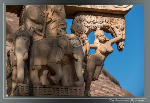 164-Yakshi-du-Torana-Est-SANCHI-Le-celebre-Yakshini-sous-le-feuillage-et-suspendu-devant-un-elephant